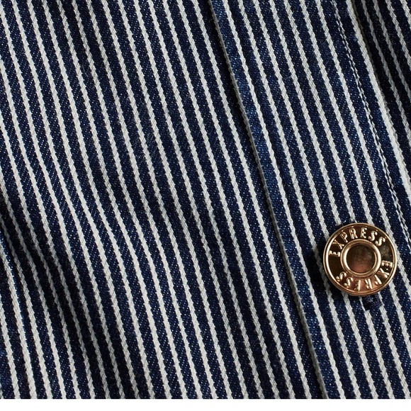 Brand New Express Denim Striped Halter Neck Novelty Button Top - Picture 6 of 8